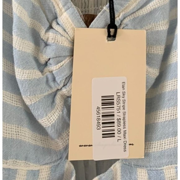 New Elan Sky Womens Size L Stripe Maxi Dress Spaghetti Strap Retails $89 Linen T - Picture 6 of 6